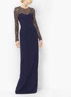 Michael Kors Collection Embroidered Long-sleeve Gown