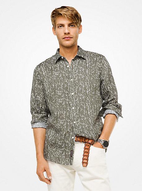 Michael Kors Mens Tailored/classic-fit Printed Linen Shirt