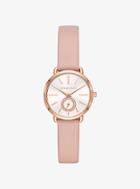 Michael Kors Petite Portia Rose Gold-tone Leather Watch