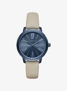 Michael Kors Hartman Navy-tone And Leather Watch