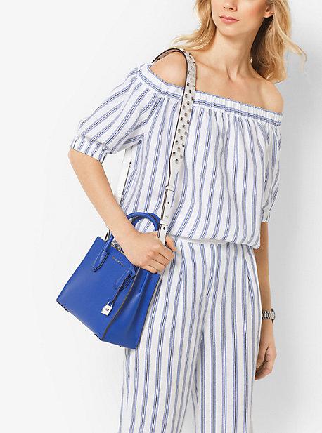 Michael Michael Kors Striped Linen Off-the-shoulder Top