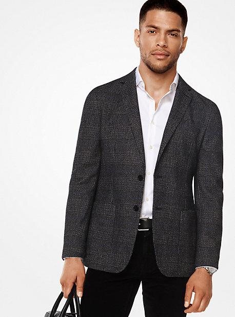 Michael Kors Mens Slim-fit Glen Plaid Cotton And Wool Blazer