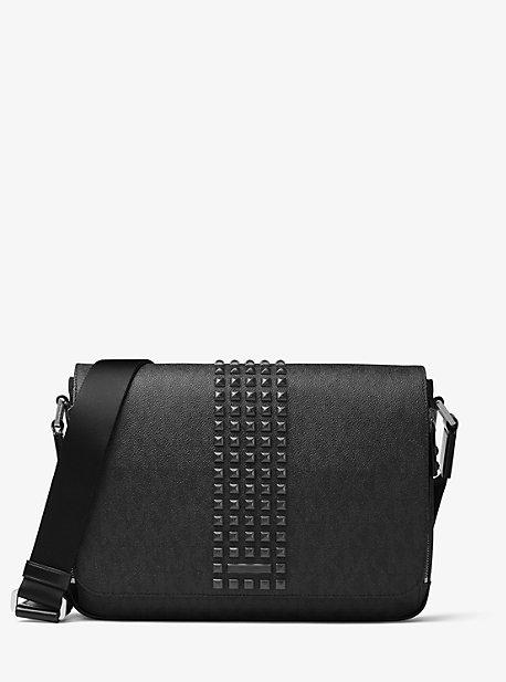 Michael Kors Mens Jet Set Studded Medium Logo Messenger