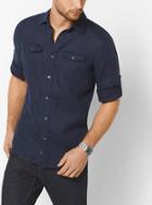 Michael Kors Mens Tailored/classic-fit Linen Shirt