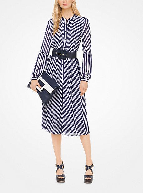 Michael Kors Striped Georgette Shirtdress