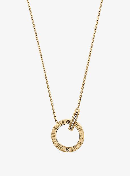 Michael Kors Gold-tone Logo Circle Pendant Necklace
