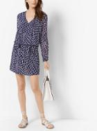 Michael Michael Kors Crocodile-print Tassel Chiffon Dress