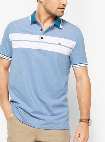 Michael Kors Mens Greenwich Striped Cotton Polo Shirt