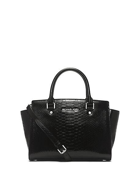 Michael Michael Kors Selma Embossed-leather Satchel