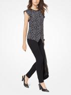 Michael Michael Kors Leopard And Plaid Matte-jersey Top