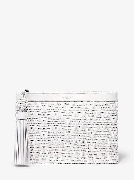 Michael Kors Collection Loren Woven Leather Pouch