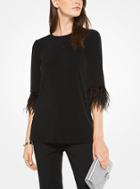 Michael Michael Kors Feather-embroidered Matte-jersey Top