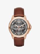 Michael Kors Ryker Rose Gold-tone And Leather Watch
