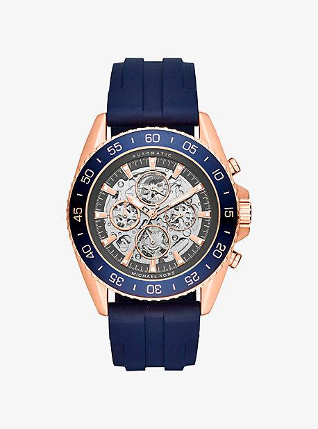 Michael Kors Jetmaster Automatic Rose Gold-tone And Silicone Watch
