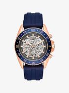 Michael Kors Jetmaster Automatic Rose Gold-tone And Silicone Watch