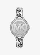 Michael Kors Slim Runway Pave Silver-tone Chain-link Watch