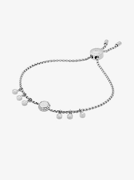 Michael Kors Crystal Silver-tone Logo Slider Bracelet