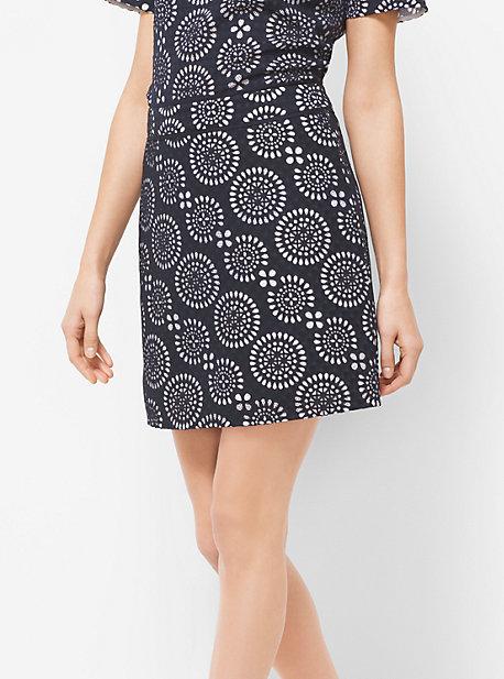 Michael Michael Kors Eyelet-embroidered Print Skirt