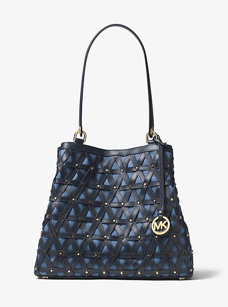 Michael Michael Kors Brooklyn Large Leather And Denim Tote