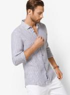Michael Kors Mens Slim-fit Striped Linen Shirt