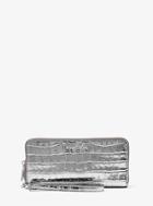 Michael Michael Kors Jet Set Travel Metallic Embossed-leather Continental Wristlet