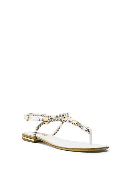 Michael Kors Collection Hartley Braided Snakeskin Flat Sandal