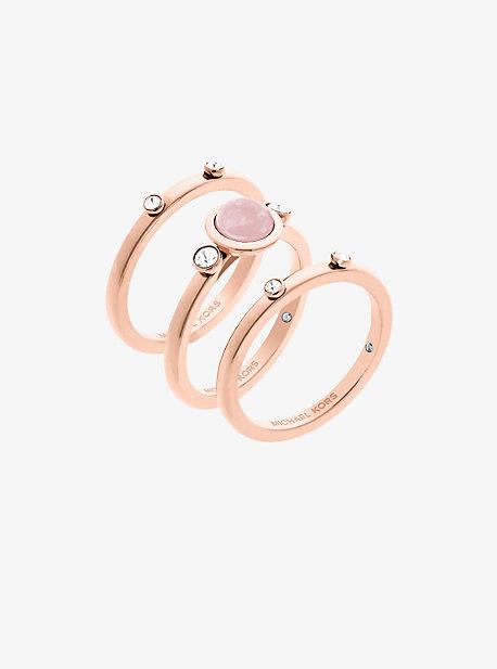 Michael Kors Rose Gold-tone Genuine Rose Quartz Ring