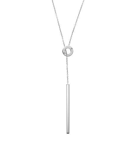 Michael Kors Crystal Silver-tone Logo Lariat Necklace