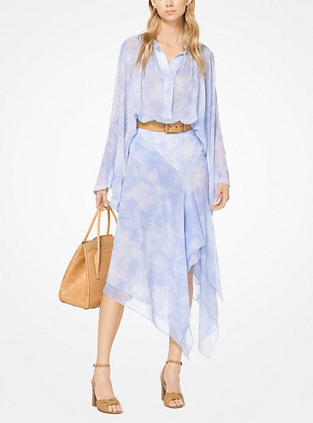 Michael Kors Collection Tie-dye Silk-chiffon Scarf Skirt