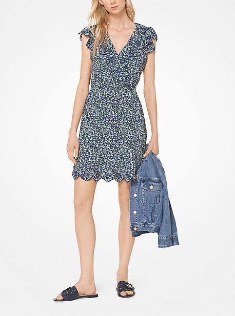 Michael Michael Kors Scalloped Floral Crepe Dress