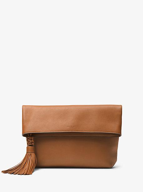 Michael Kors Collection Loren Leather Foldover Clutch