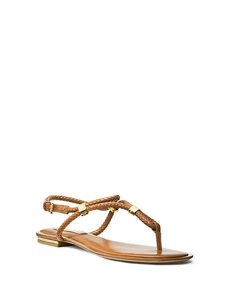 Michael Kors Collection Hartley Braided Leather Flat Sandal