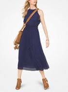 Michael Michael Kors Ruffled Teardrop Jacquard Halter Dress