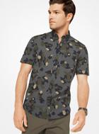 Michael Kors Mens Slim-fit Camouflage And Check Cotton Shirt