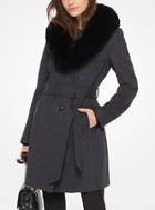 Michael Michael Kors Fur-collar Wool-blend Coat