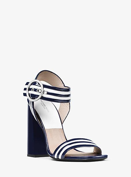 Michael Kors Collection Desi Striped Leather Sandal