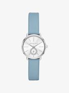 Michael Kors Petite Portia Silver-tone Leather Watch