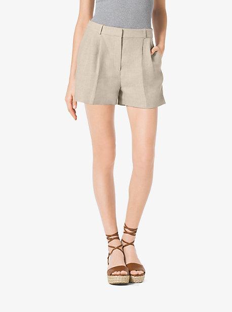 Michael Michael Kors Pleated High-waist Linen Shorts