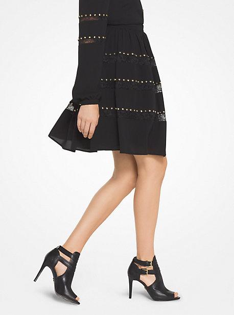 Michael Michael Kors Lace Panel Crepe Skirt