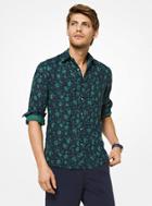 Michael Kors Mens Slim-fit Floral Linen Shirt