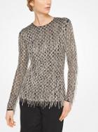 Michael Kors Collection Fringed Sequined Stretch-tulle Pullover