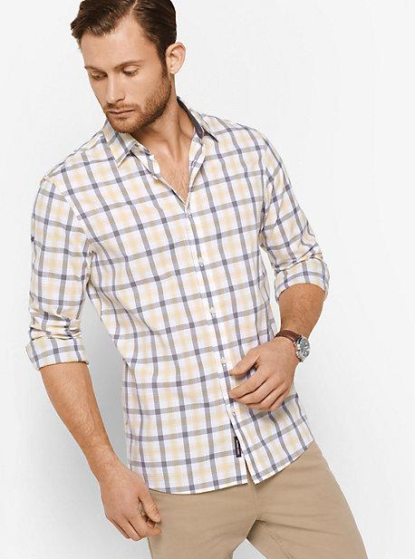 Michael Kors Mens Tailored/classic-fit Check Cotton Shirt
