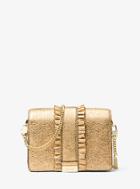 Michael Michael Kors Jade Ruffled Metallic Leather Clutch