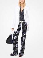 Michael Kors Collection Floral Crepe-cady Trousers