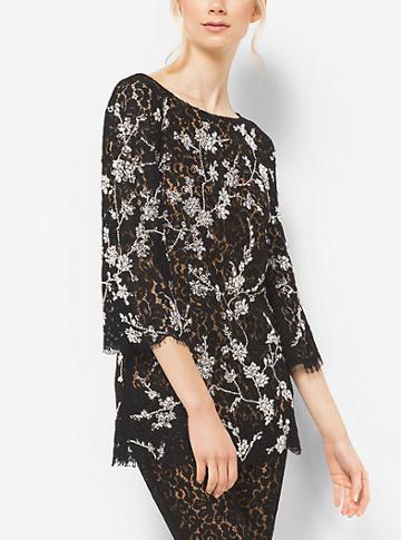 Michael Kors Collection Crystal-embroidered Floral Lace Tunic