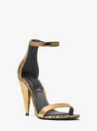 Michael Kors Collection Ramsey Crackled Metallic Leather Sandal