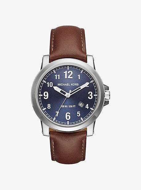 Michael Kors Paxton Silver-tone And Leather Watch