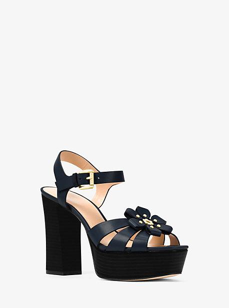 Michael Michael Kors Tara Floral Embellished Leather Platform Sandal