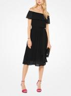 Michael Michael Kors Pleated Chiffon Off-the-shoulder Dress