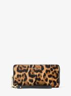 Michael Michael Kors Jet Set Travel Leopard Calf Hair Continental Wristlet